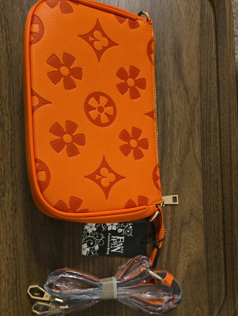 Boutique - Orange Monogram Crossbody Bag - Unbranded